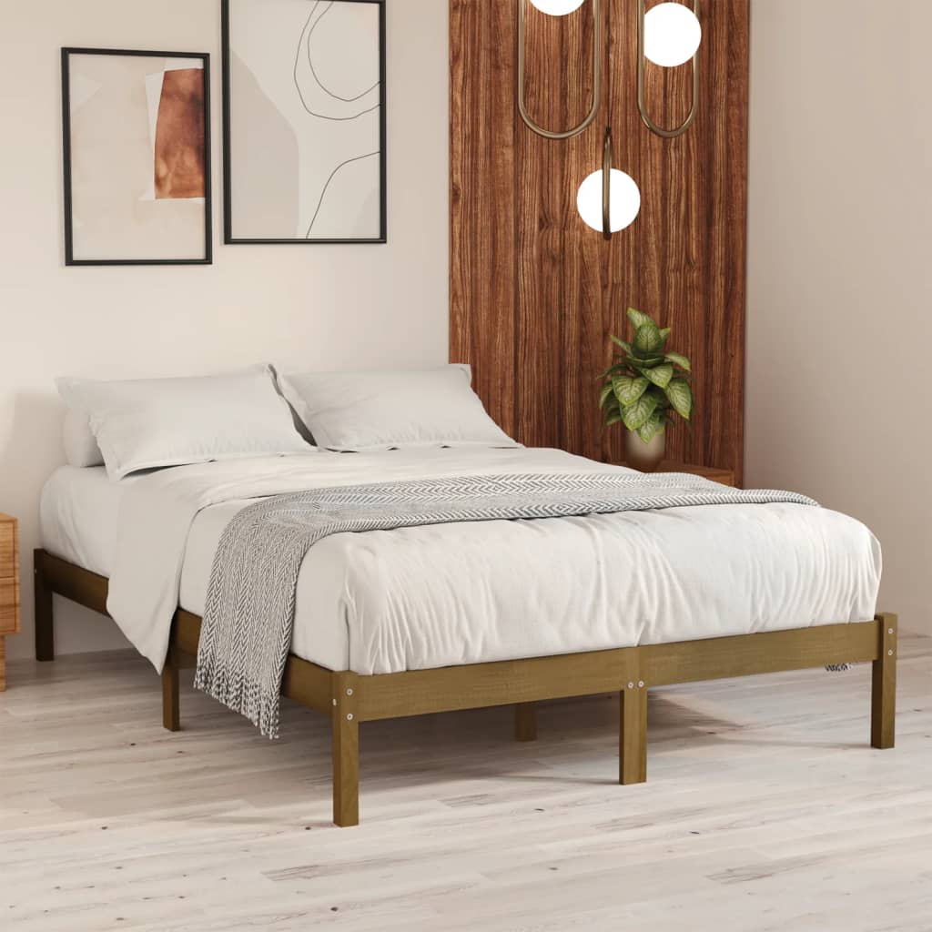 vidaXL Estructura de cama madera maciza de pino marrón miel 200x200 cm