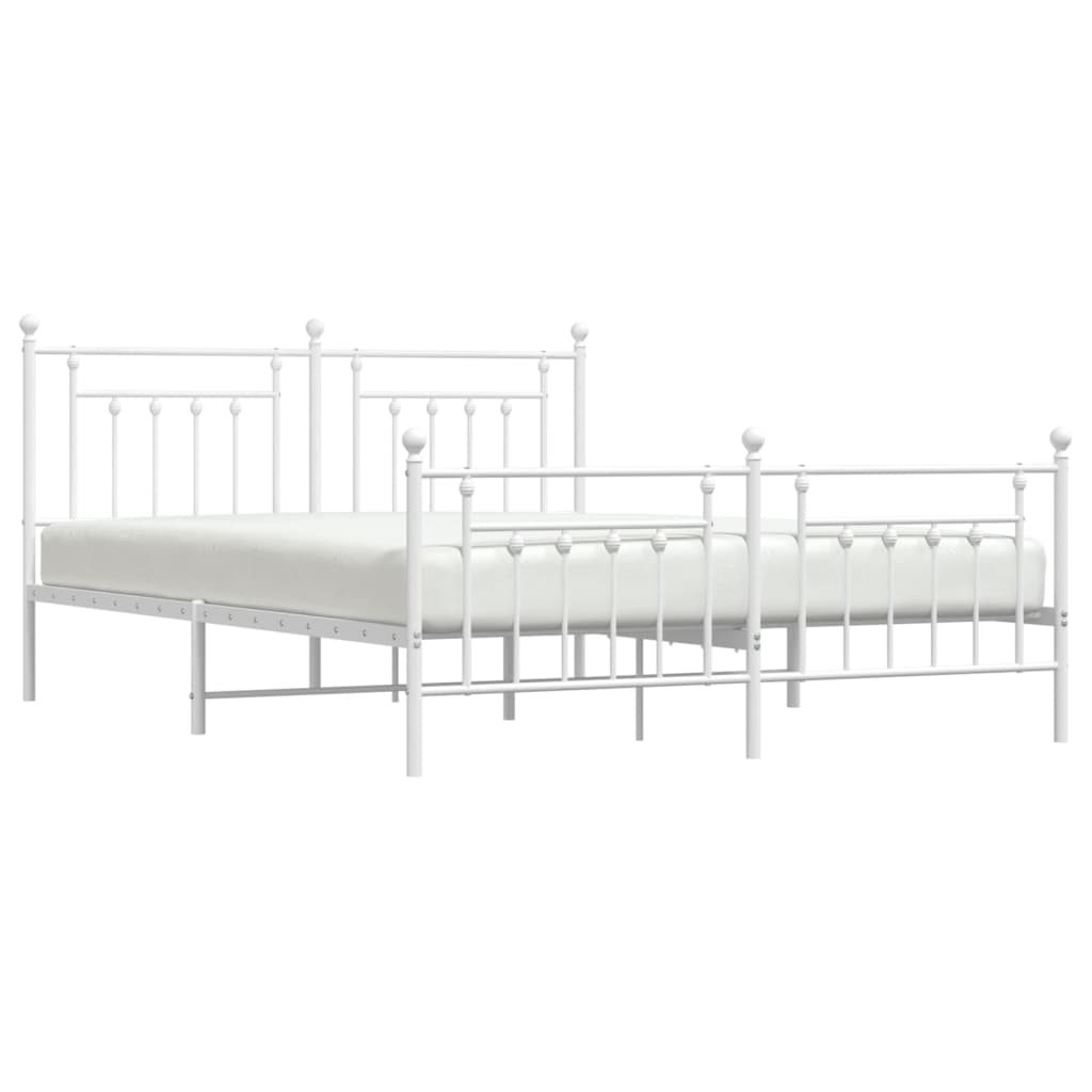 vidaXL Estructura cama metal con cabecero y estribo blanco 180x200 cm