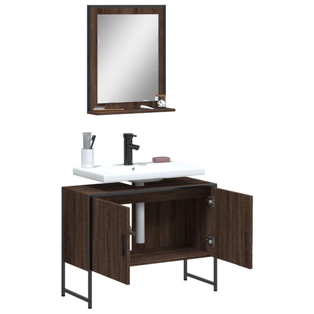 vidaXL Set de muebles de baño 2 pzas madera de ingeniería marrón roble