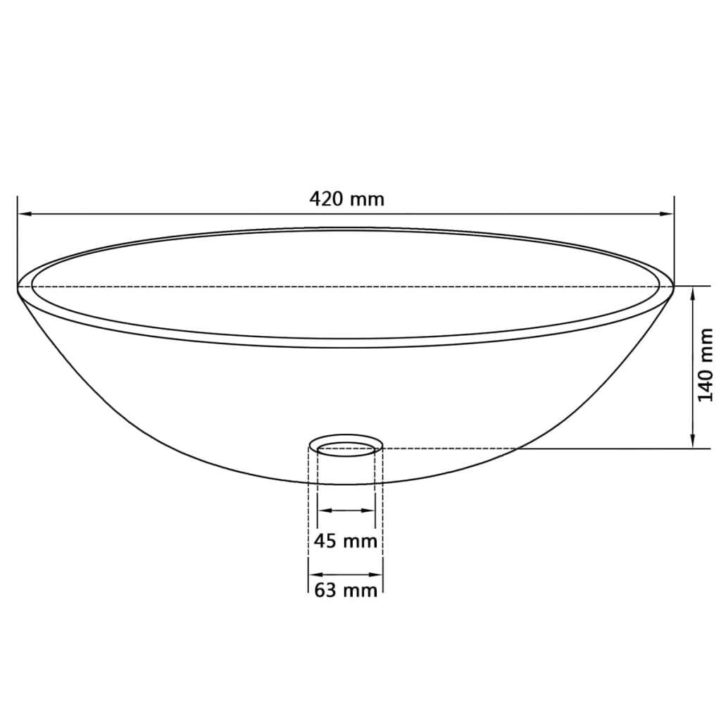 vidaXL Lavabo de vidrio templado negro 42 cm