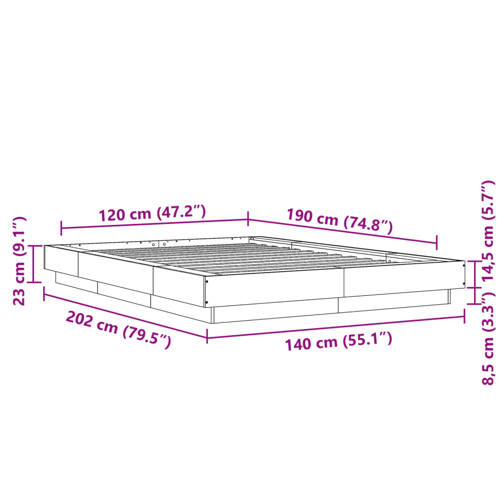 vidaXL Estructura de cama madera de ingeniería negra 120x190 cm