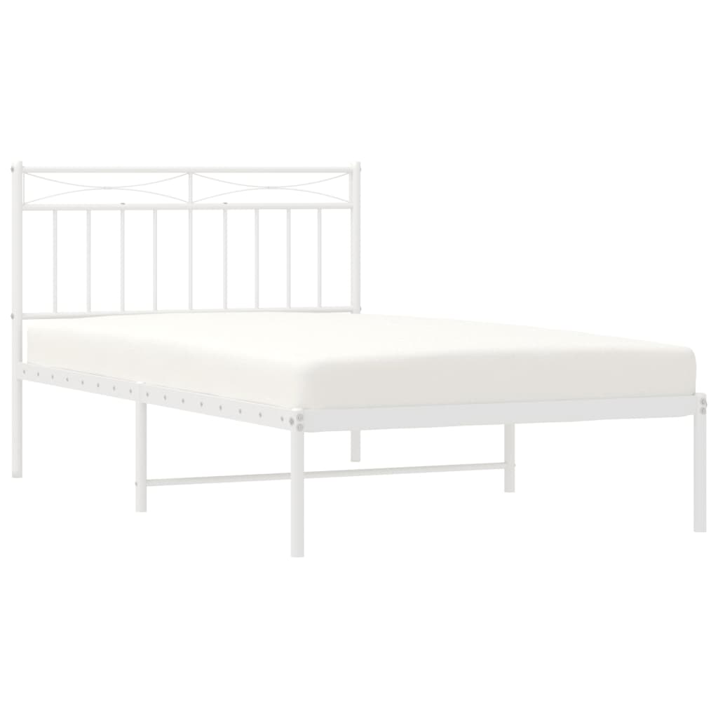 vidaXL Estructura cama sin colchón con cabecero metal blanco 107x203cm