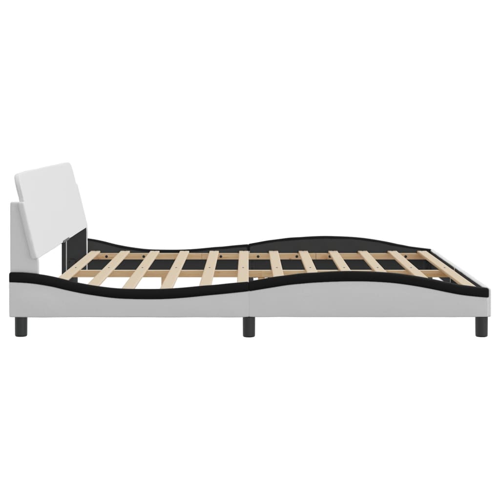 vidaXL Estructura de cama con cabecero cuero sintético blanco y negro