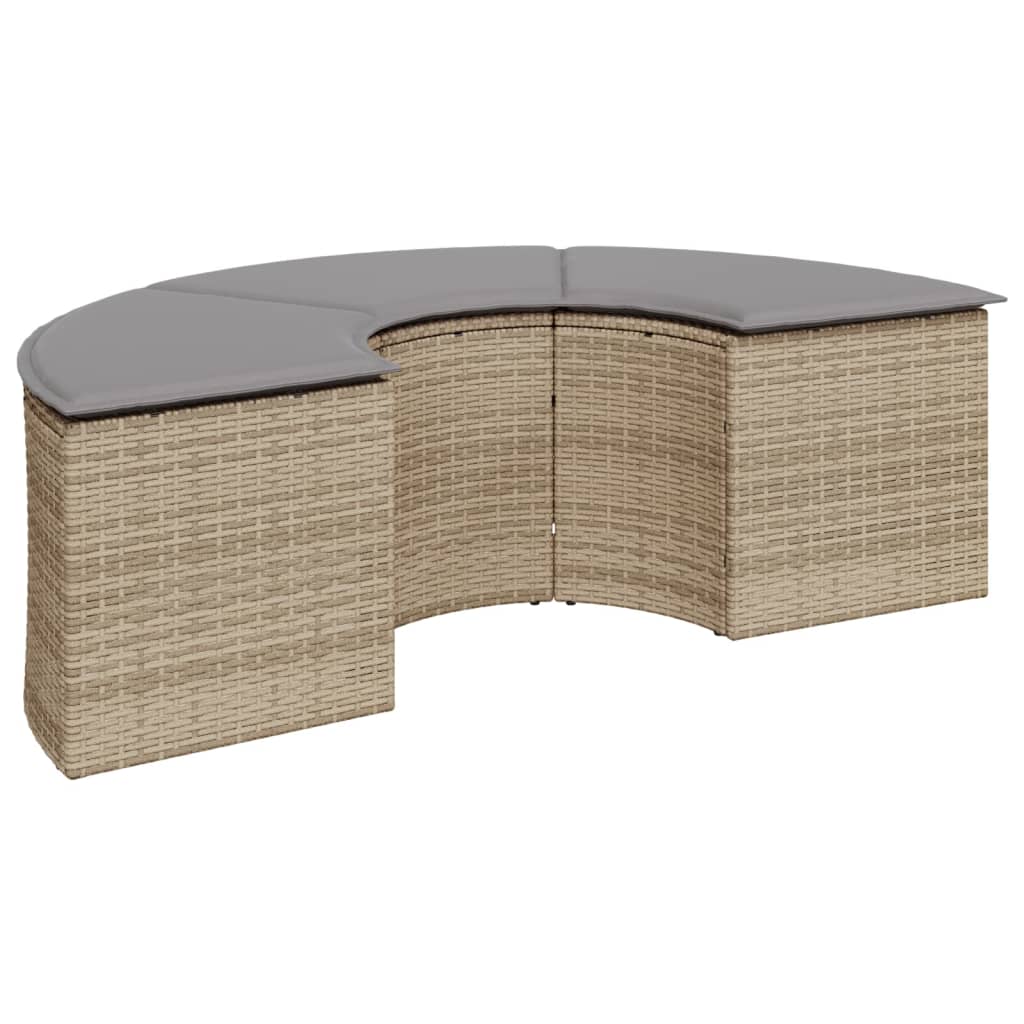 vidaXL Sofá de jardín semicircular 2 piezas ratán sintético beige