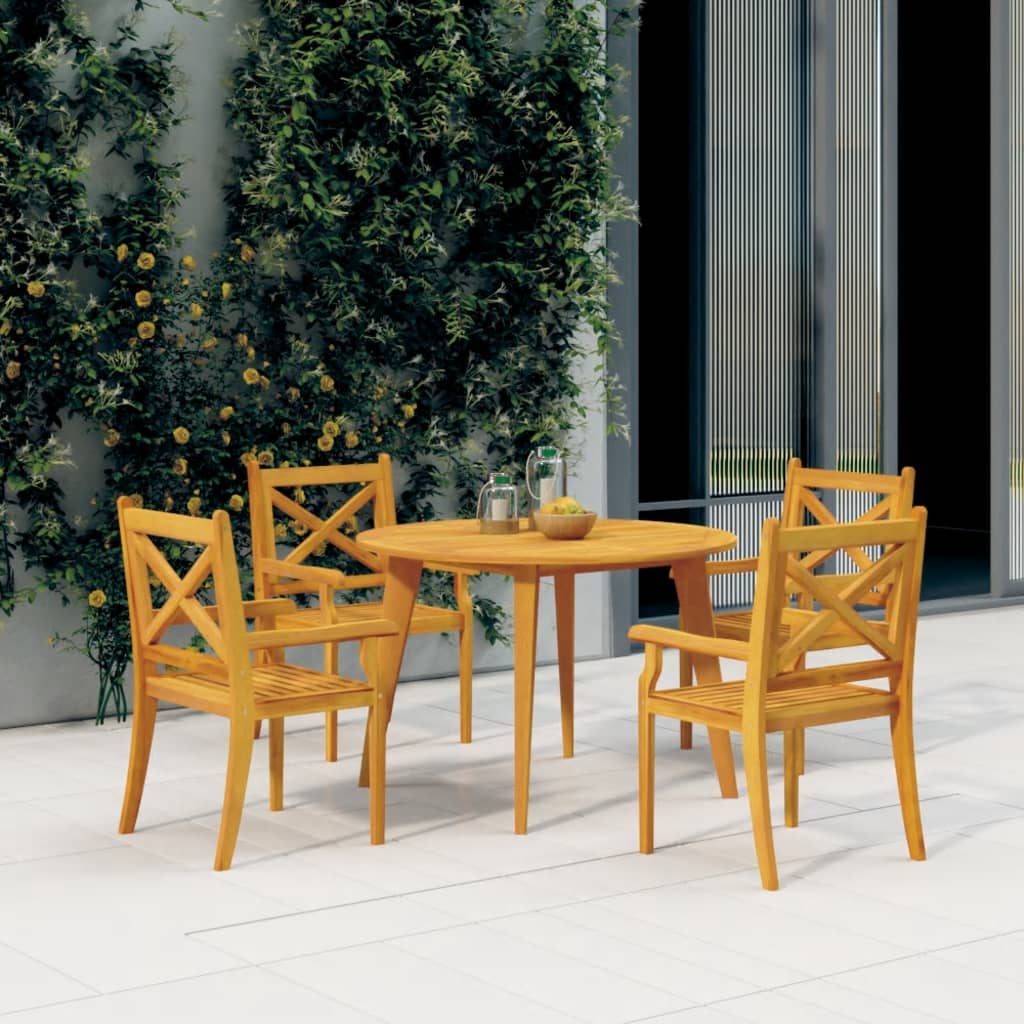 vidaXL Juego de comedor de jardín 5 piezas madera maciza de acacia