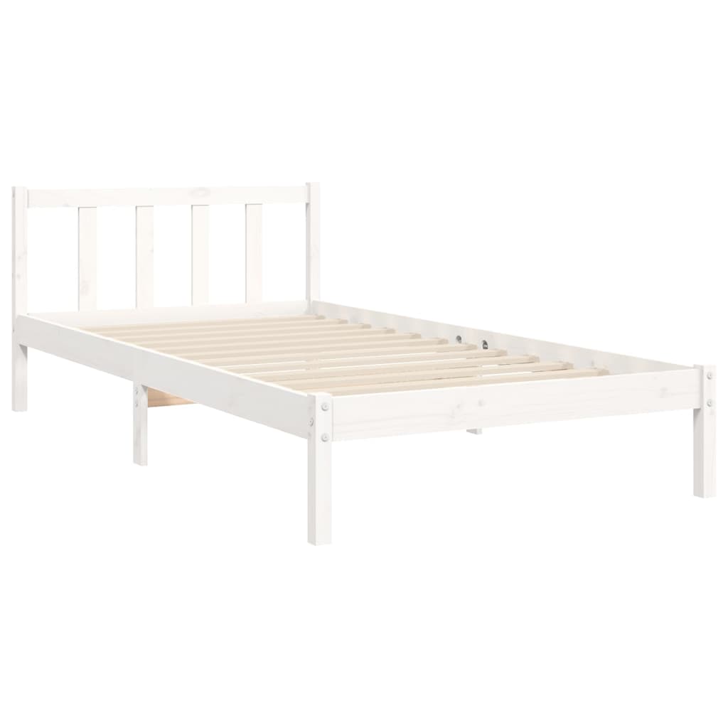 vidaXL Estructura de cama con cabecero madera maciza blanco 90x190 cm