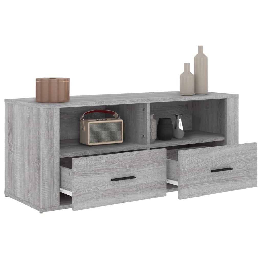 vidaXL Mueble de TV madera contrachapada gris Sonoma 100x35x40 cm