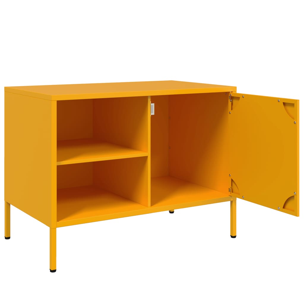 vidaXL Mueble de TV de acero amarillo mostaza 68x39x50,5 cm