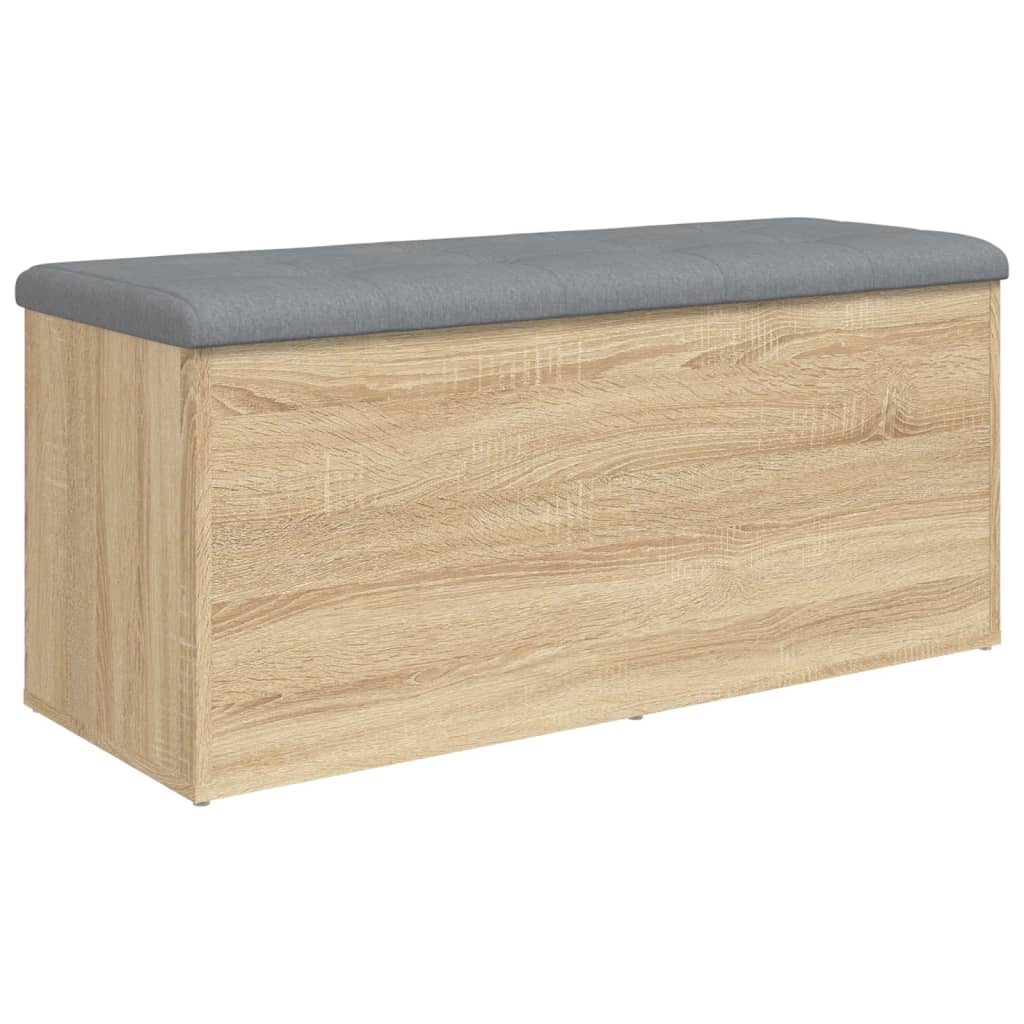 vidaXL Banco con almacenaje madera ingeniería roble Sonoma 102x42x45cm