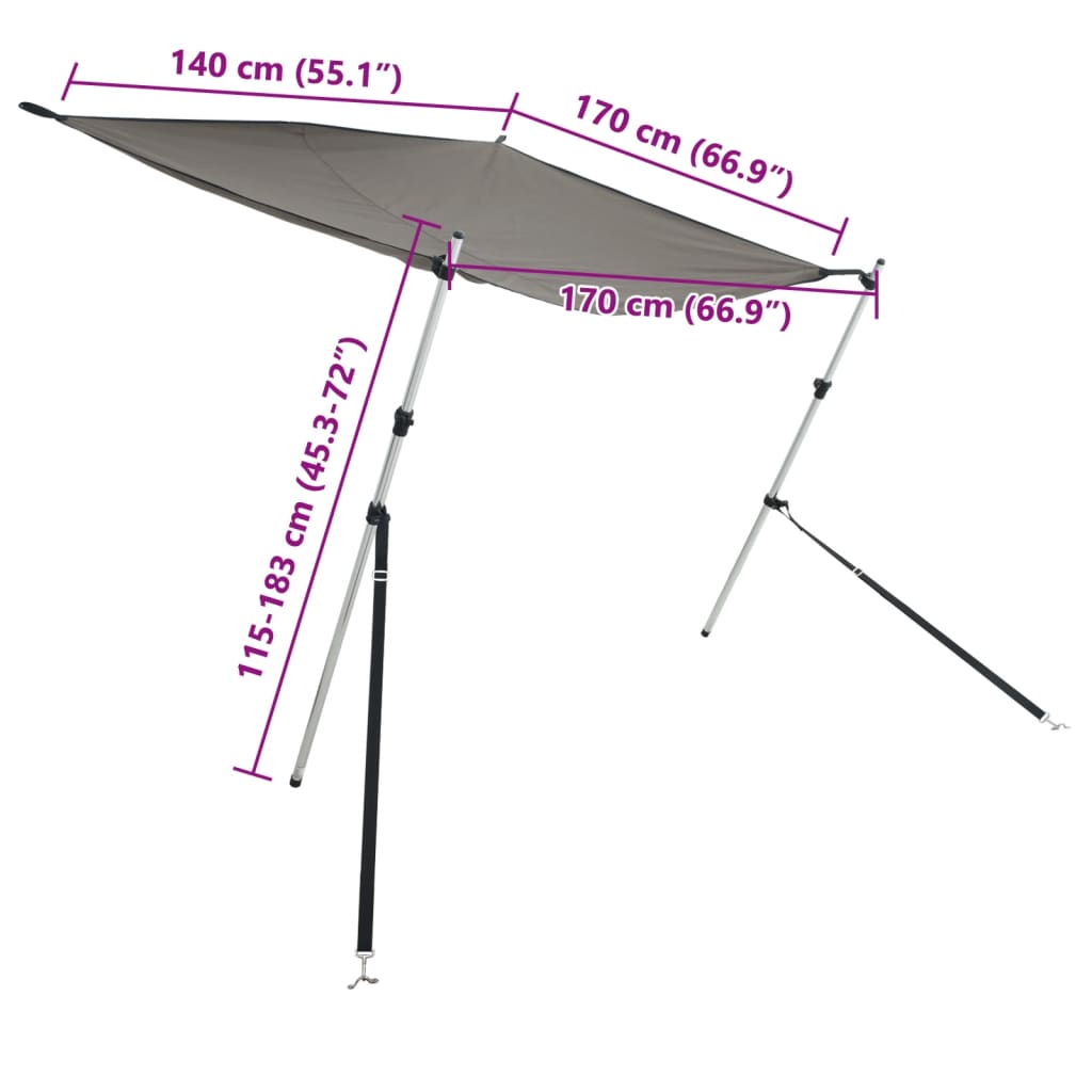 vidaXL Toldo T-Top extensión gris antracita 170x170x(115-183) cm