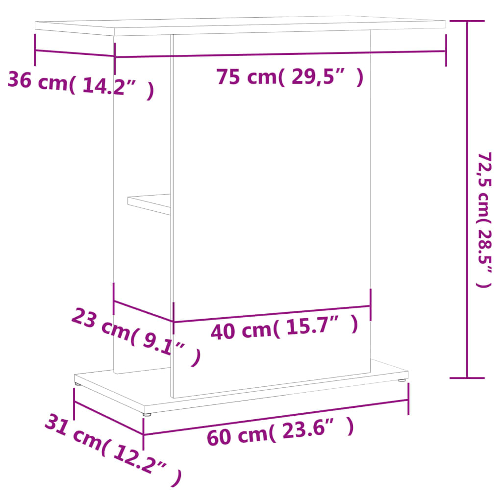 vidaXL Soporte para acuario madera de ingeniería negro 75x36x72,5 cm