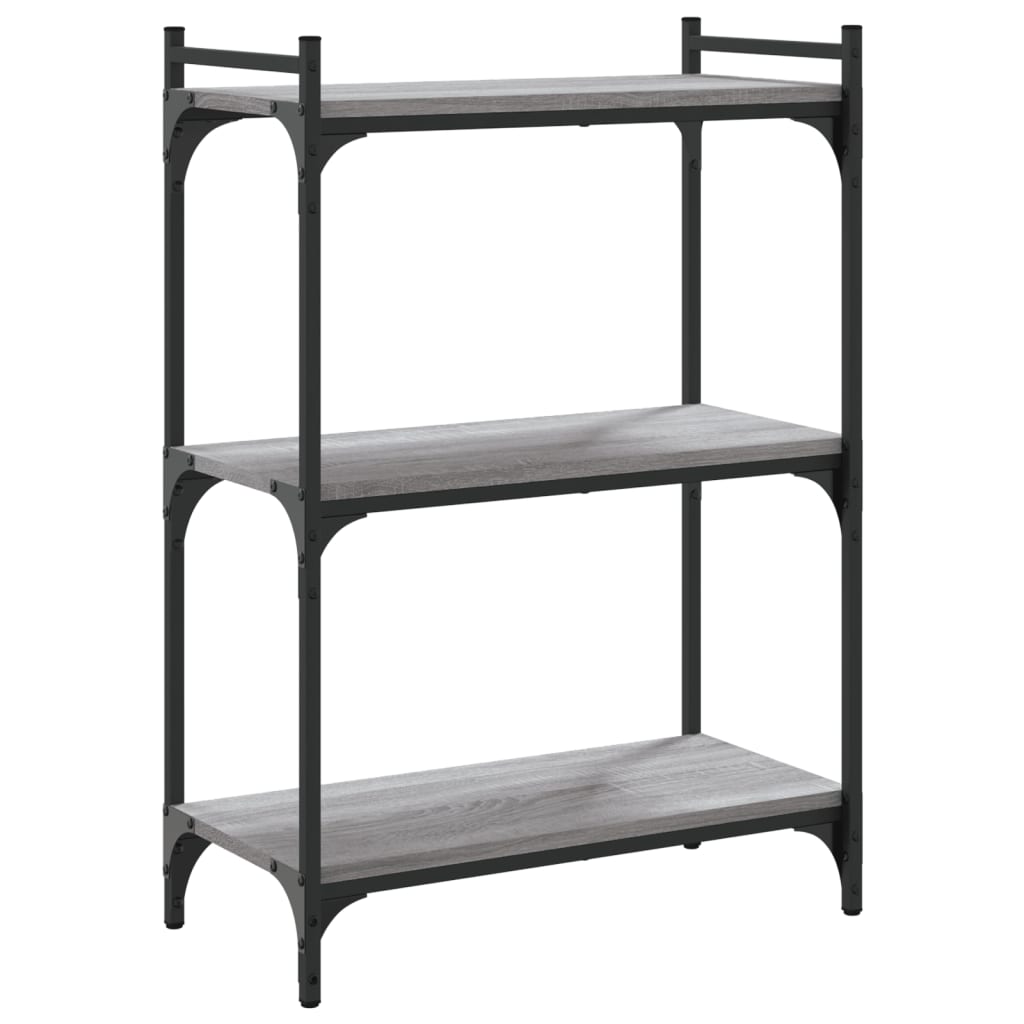 vidaXL Librería 3 estantes madera ingeniería gris Sonoma 60x30x86 cm