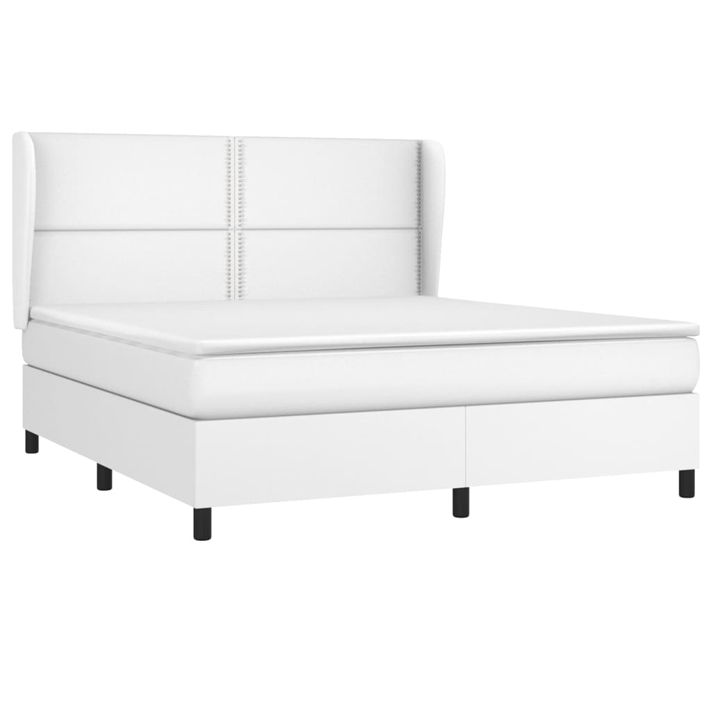 vidaXL Cama box spring con colchón cuero sintético blanco 160x200 cm