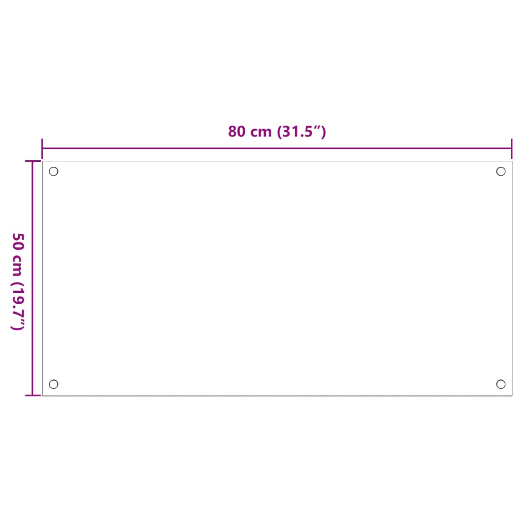 vidaXL Salpicaderos cocina 2 uds vidrio templado transparente 80x50 cm