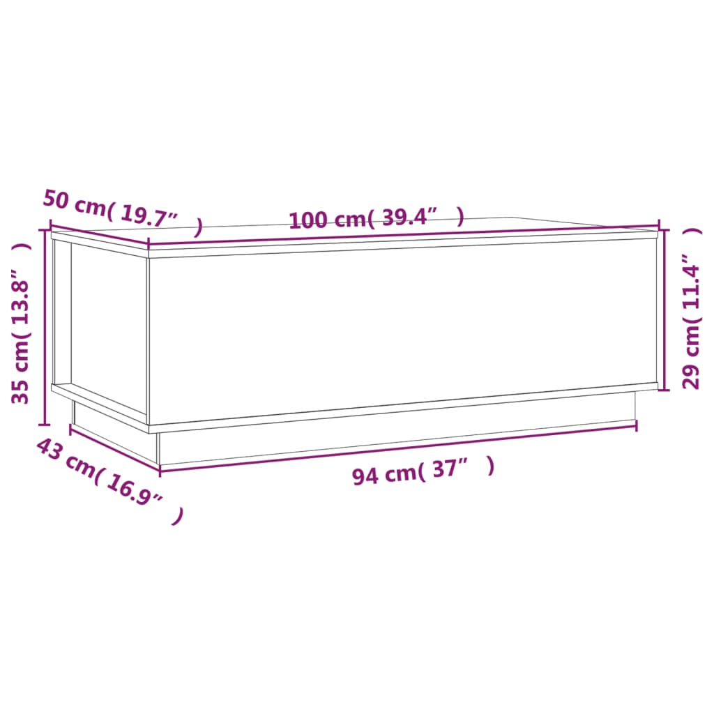 vidaXL Mesa de centro de madera maciza de pino gris 100x50x35 cm