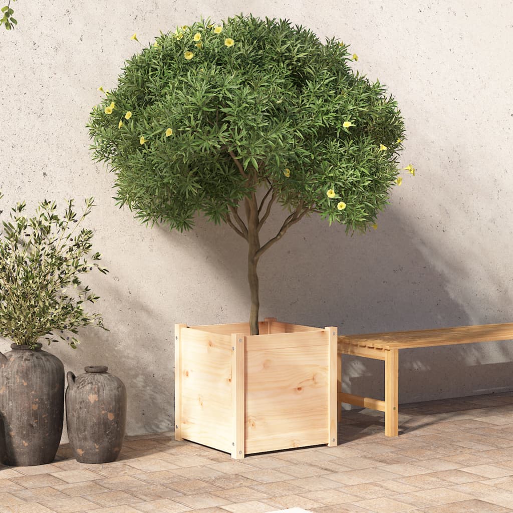 vidaXL Jardinera de madera maciza de pino 50x50x50 cm