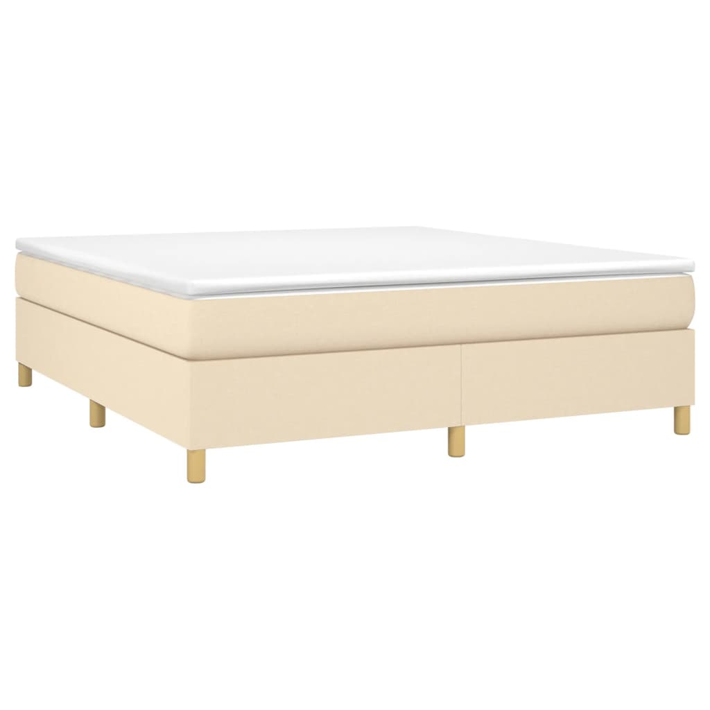 vidaXL Cama box spring con colchón tela color crema 180x200 cm