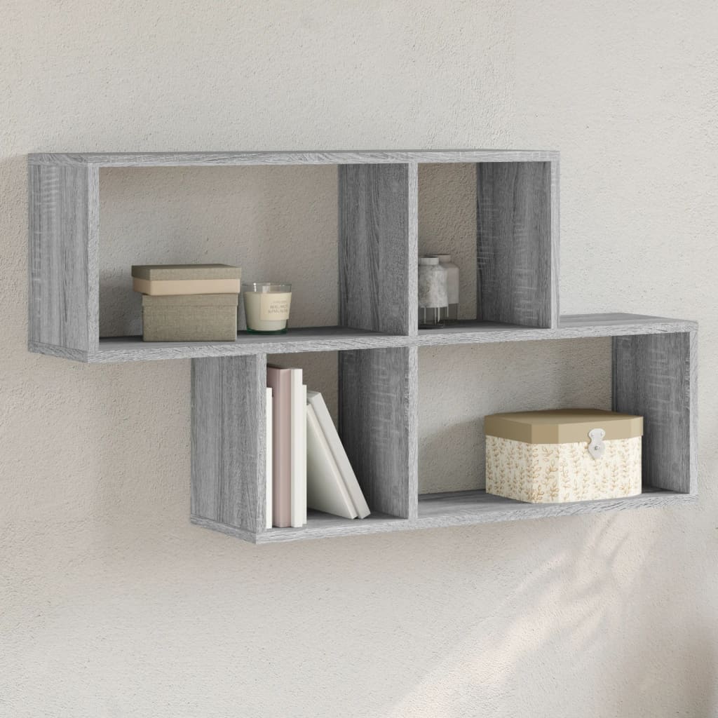 vidaXL Estante de pared madera ingeniería gris Sonoma 100x20x53 cm