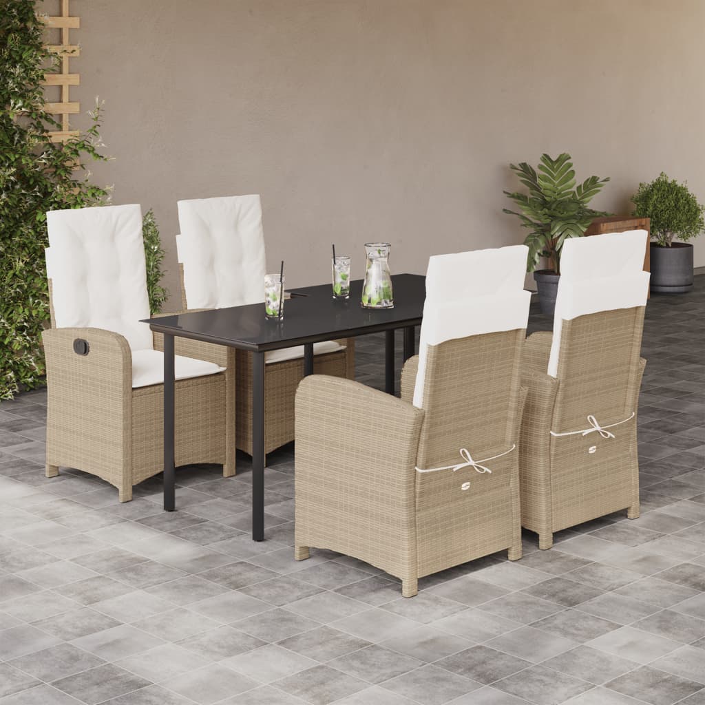 vidaXL Set comedor de jardín 5 pzas con cojines ratán sintético beige