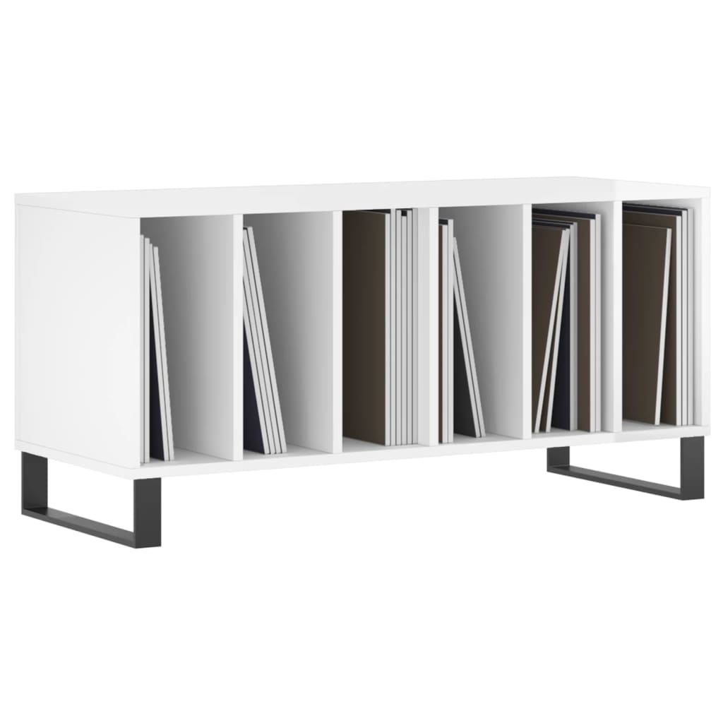 vidaXL Mueble discos madera contrachapada blanco brillo 100x38x48 cm