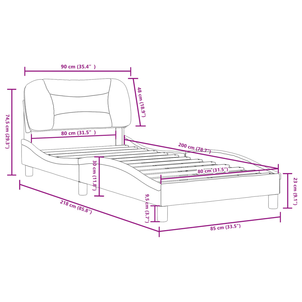 vidaXL Estructura de cama sin colchón tela azul 80x200 cm