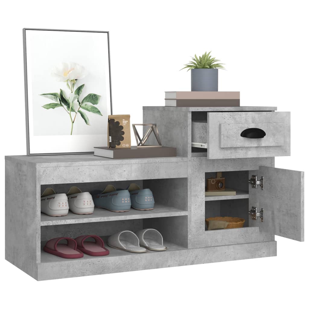 vidaXL Mueble zapatero madera contrachapada gris hormigón 100x42x60 cm