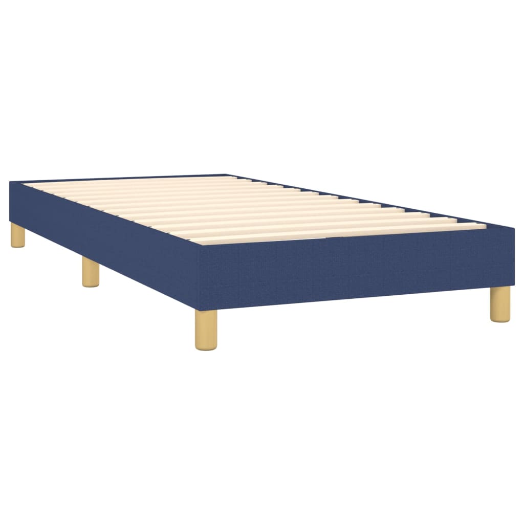 vidaXL Cama box spring con colchón y LED tela azul 90x190 cm