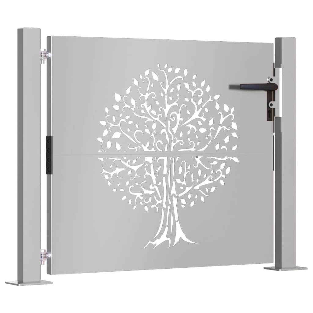 vidaXL Puerta de jardín acero corten diseño árbol 105x105 cm