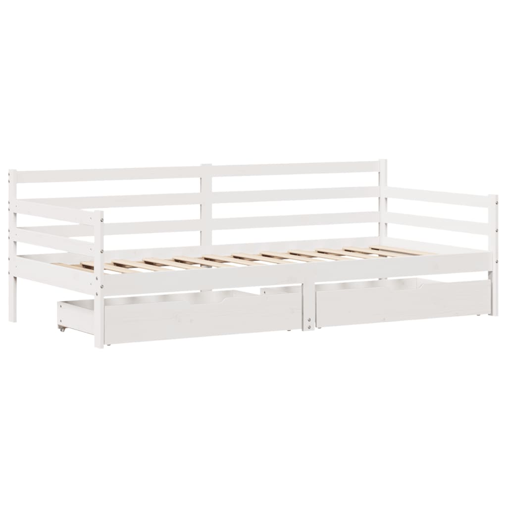 vidaXL Sofá cama con cajones madera maciza de pino 90x200 cm