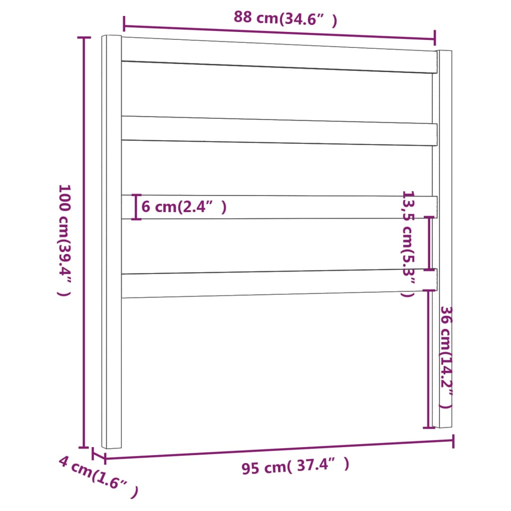 vidaXL Cabecero de cama madera maciza de pino gris 95x4x100 cm