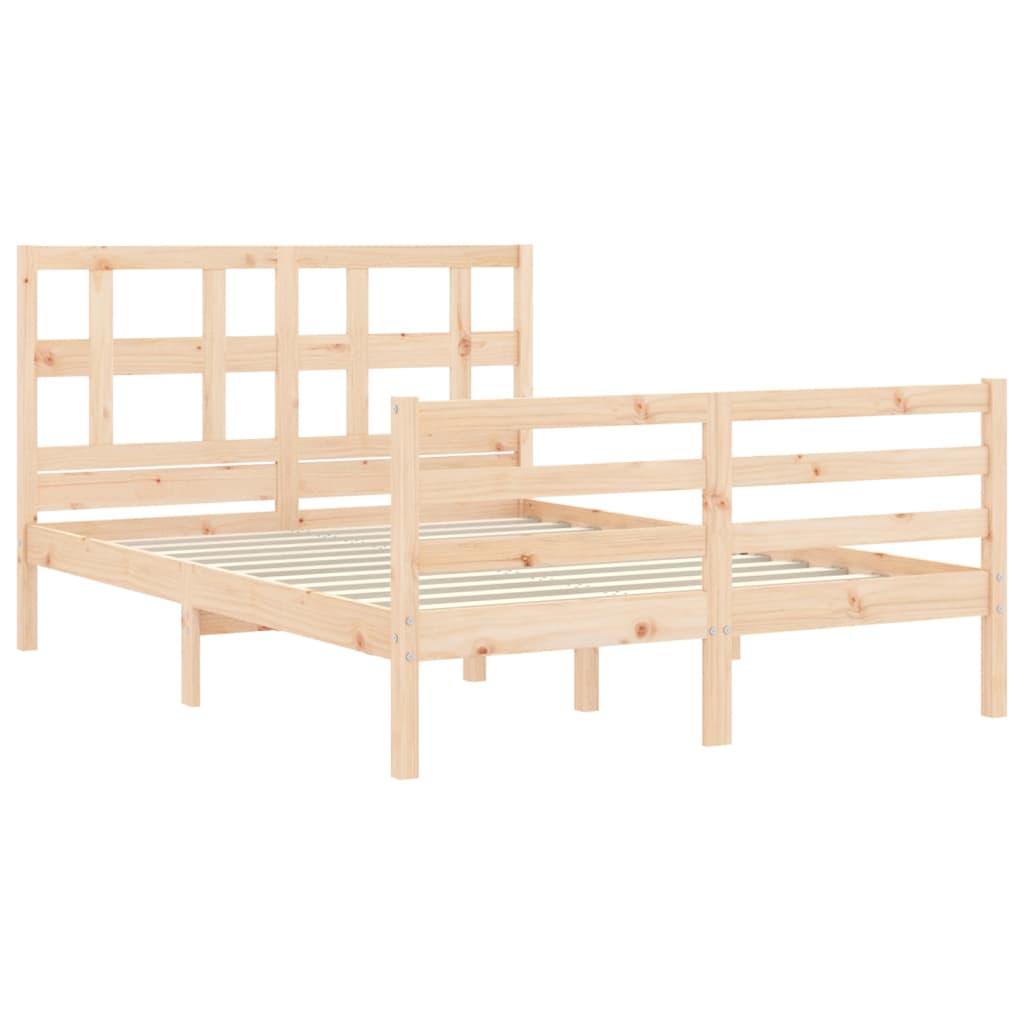 vidaXL Estructura de cama de matrimonio con cabecero madera maciza