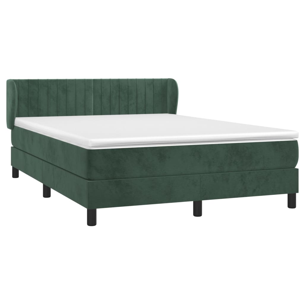 vidaXL Cama box spring con colchón terciopelo verde oscuro 140x200 cm