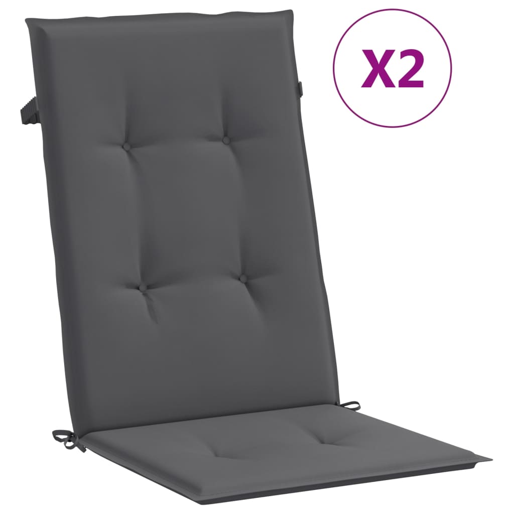 vidaXL Cojín silla de jardín respaldo alto 2 uds tela gris 120x50x3 cm