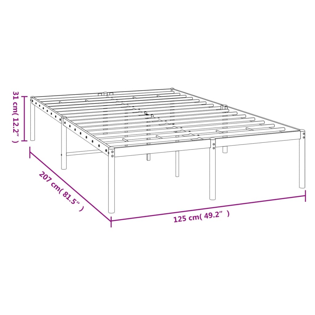 vidaXL Estructura de cama sin colchón metal negro 120x200 cm