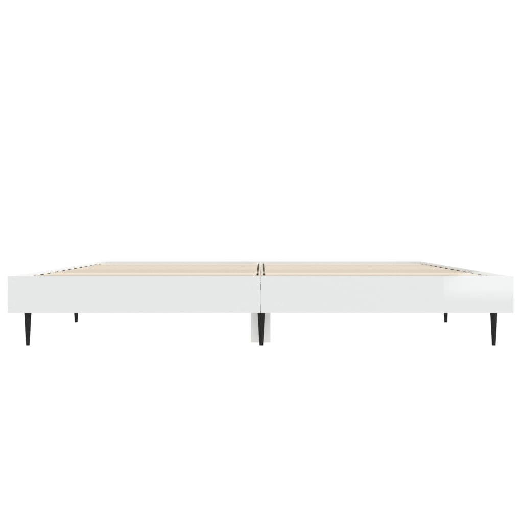 vidaXL Estructura de cama madera de ingeniería blanco brillo 120x190cm