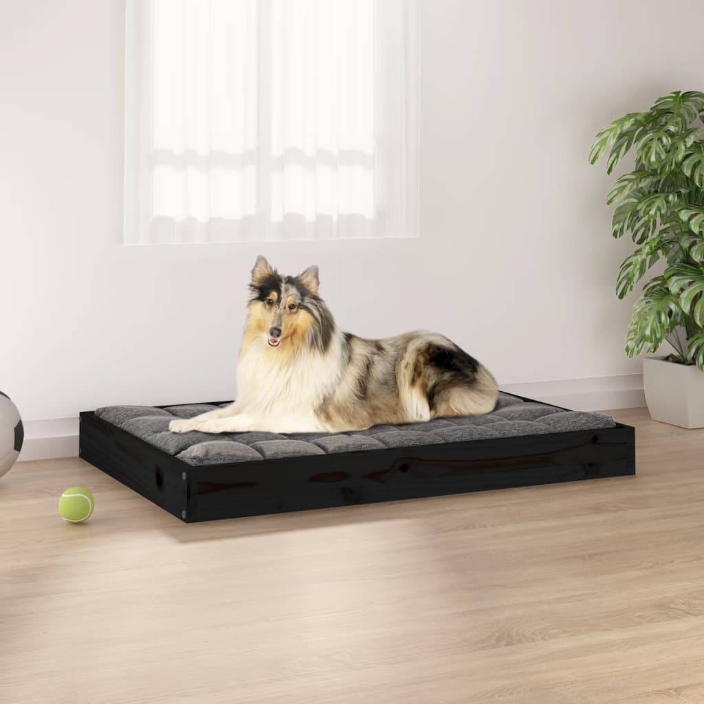 vidaXL Cama para perros madera maciza de pino negro 91,5x64x9 cm