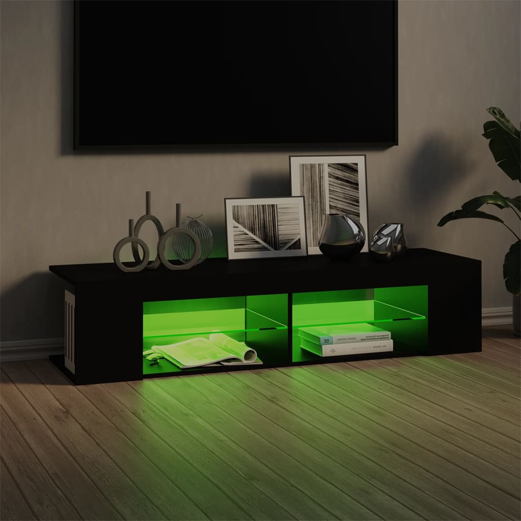 vidaXL Mueble de TV con luces LED negro 135x39x30 cm