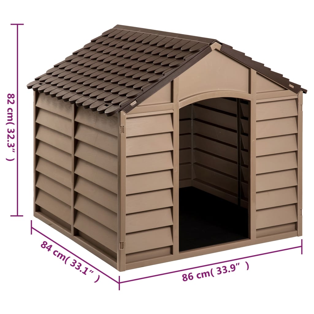 vidaXL Caseta para perros polipropileno marrón 86x84x82 cm