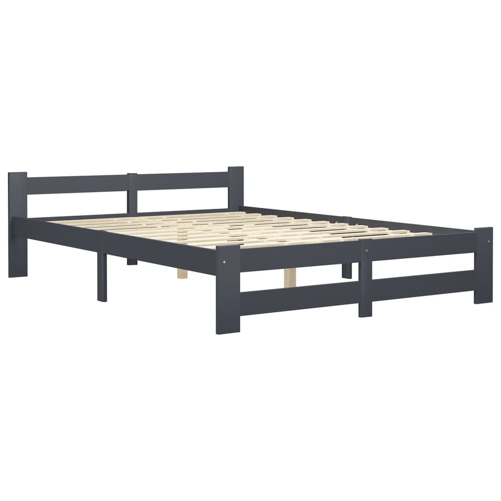 vidaXL Estructura cama sin colchón madera pino gris oscuro 120x200 cm