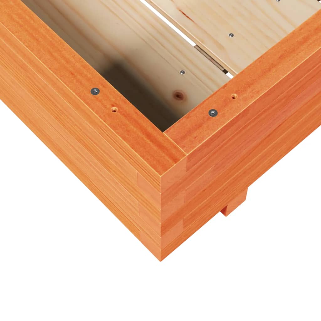 vidaXL Jardinera de madera maciza de pino marrón cera 100x100x26,5 cm