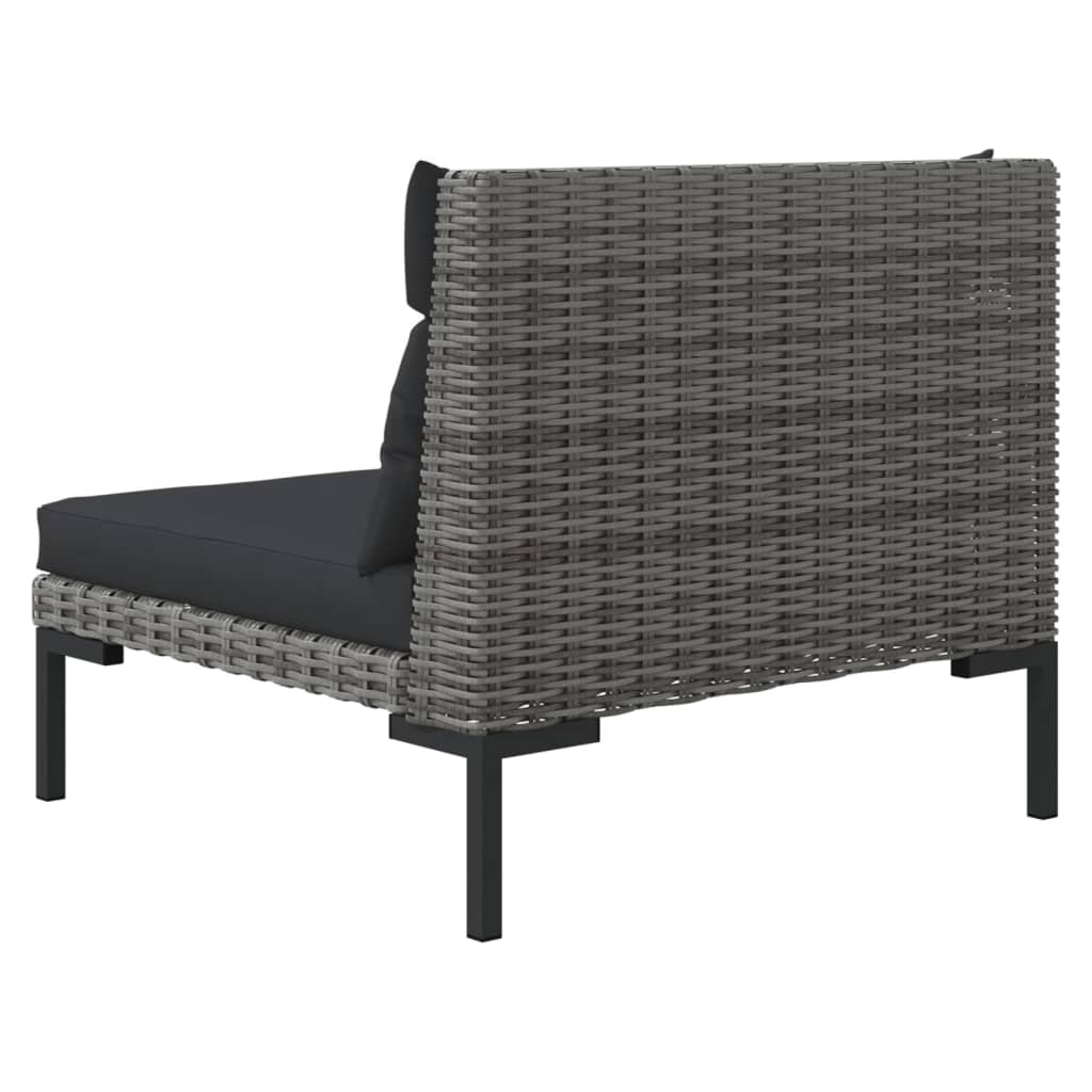 vidaXL Muebles jardín 3 pzas ratán sintético semicircular gris oscuro