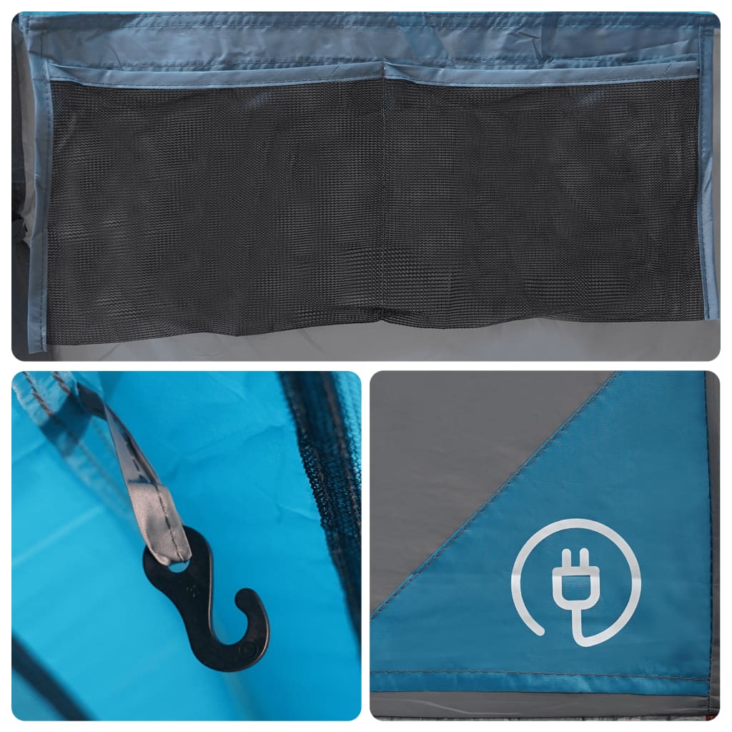 vidaXL Tienda de campaña familiar túnel 8 personas impermeable azul