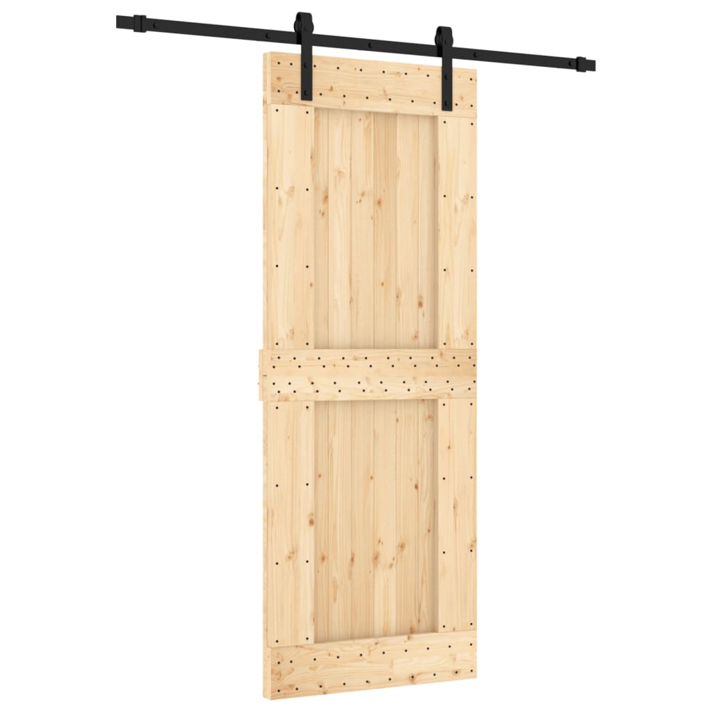 vidaXL Puerta corredera con herrajes madera maciza de pino 80x210 cm