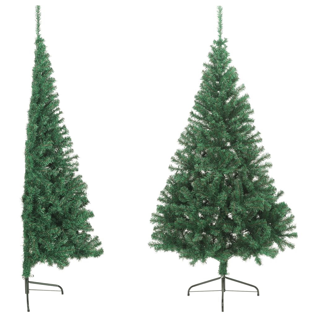 vidaXL Medio árbol de Navidad artificial con soporte PVC verde 210 cm