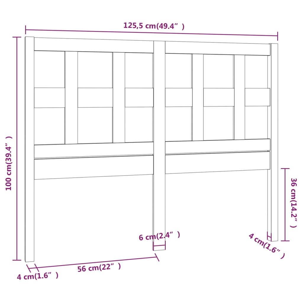 vidaXL Cabecero de cama madera maciza de pino blanco 125,5x4x100 cm