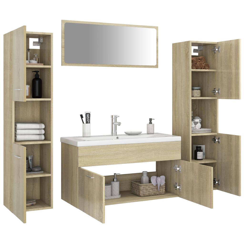 vidaXL Juego de muebles de baño madera de ingeniería roble Sonoma