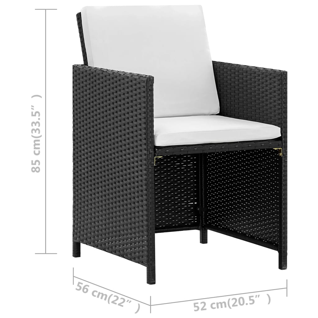 vidaXL Set comedor de jardín 9 piezas y cojines ratán sintético negro