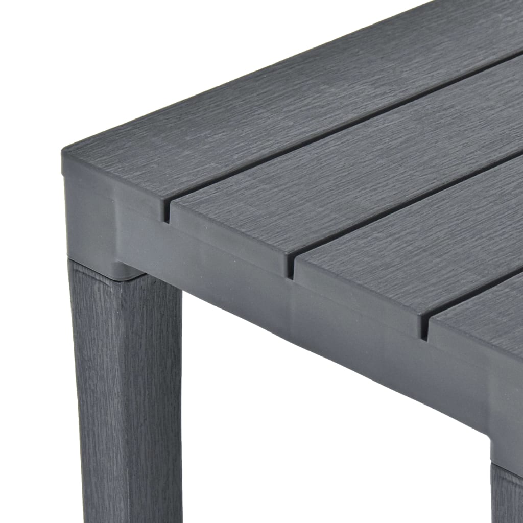 vidaXL Mesa de jardín con 2 bancos plástico gris antracita