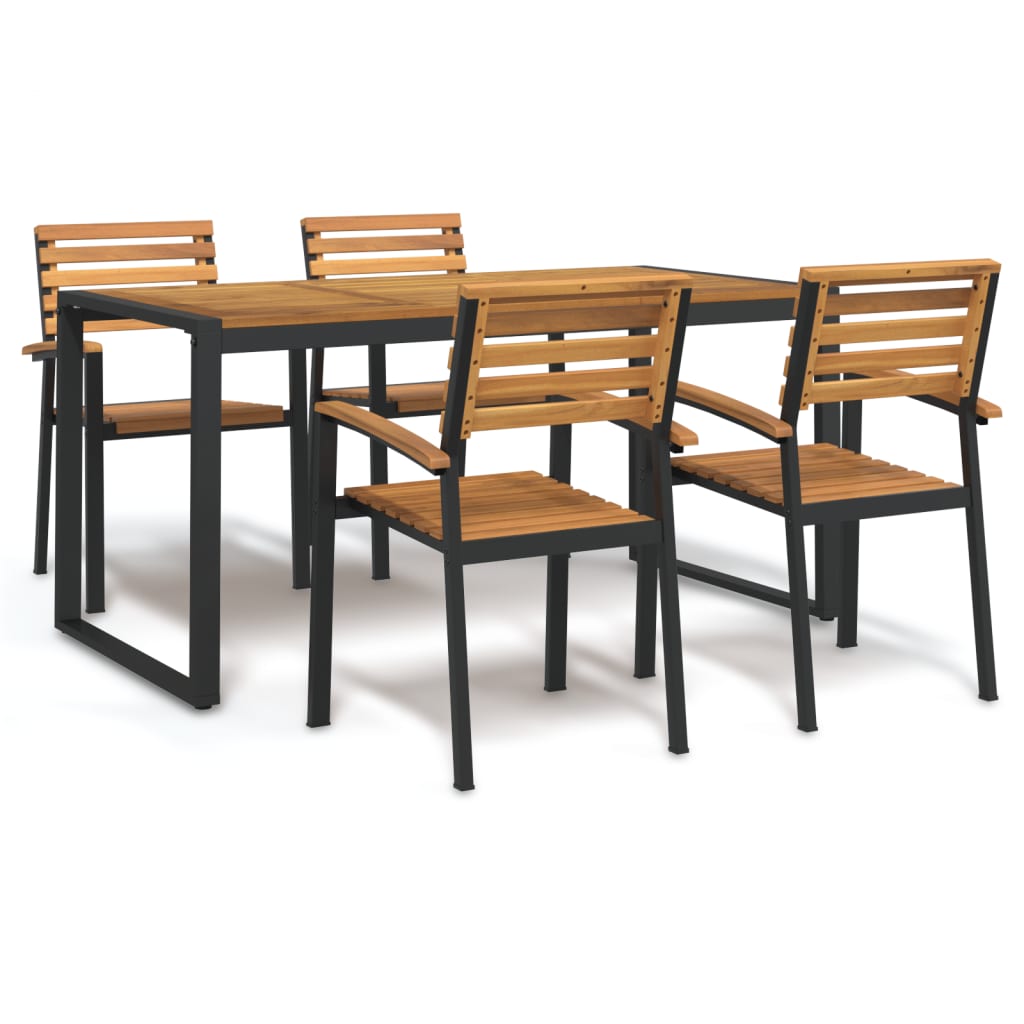 vidaXL Juego de comedor de jardín 5 pzas madera maciza acacia y metal