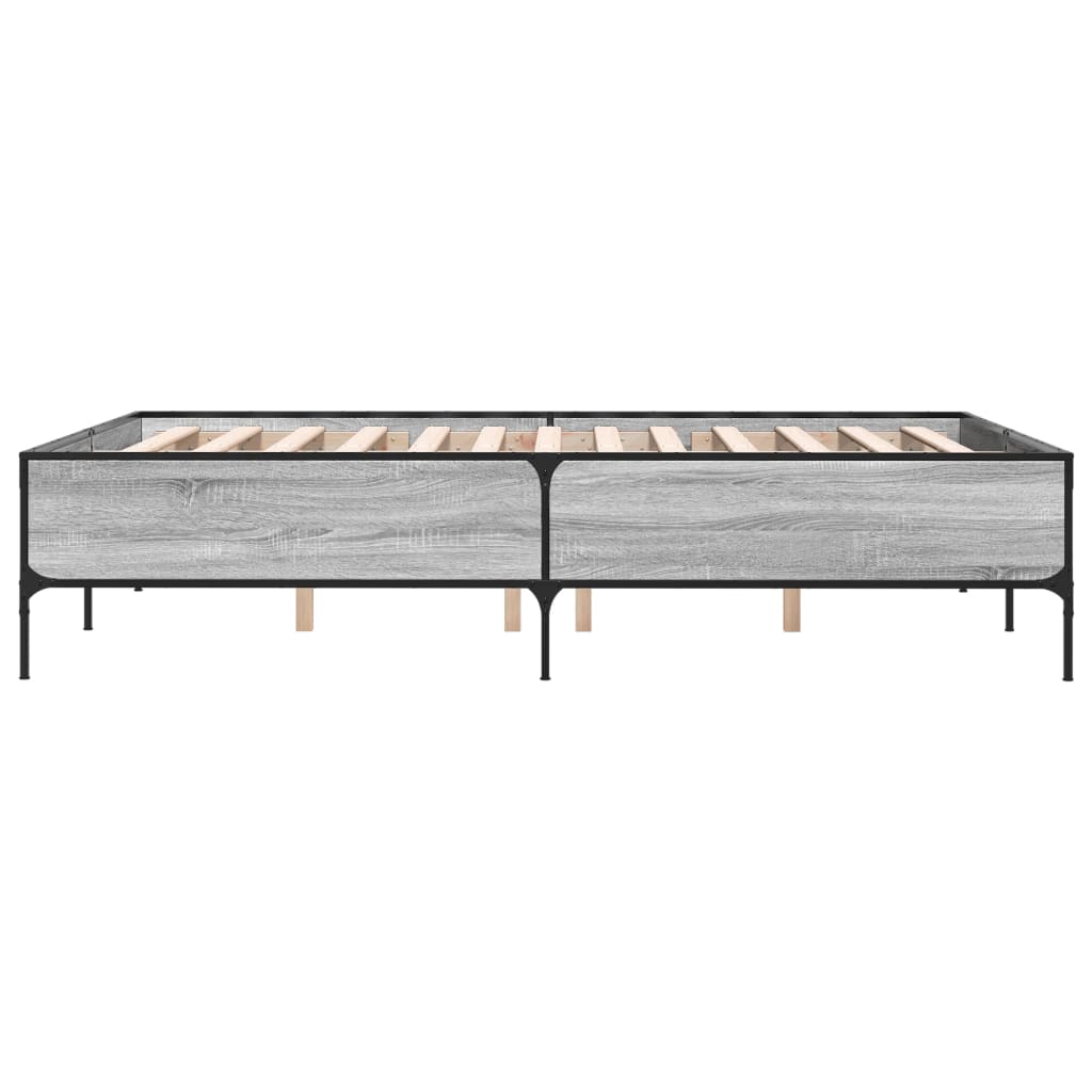 vidaXL Estructura cama madera ingeniería metal gris Sonoma 160x200 cm